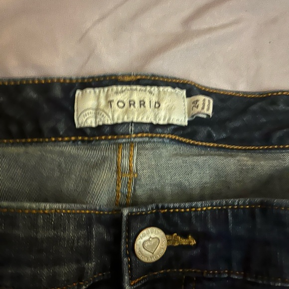 Torrid Blue Jean Shorts with Frayed Hem and Stretchy Denim - Picture 2 of 2